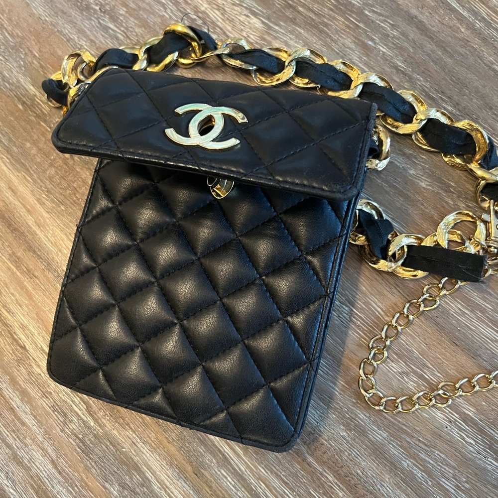 CC logo quilted real leather Runway belt bag